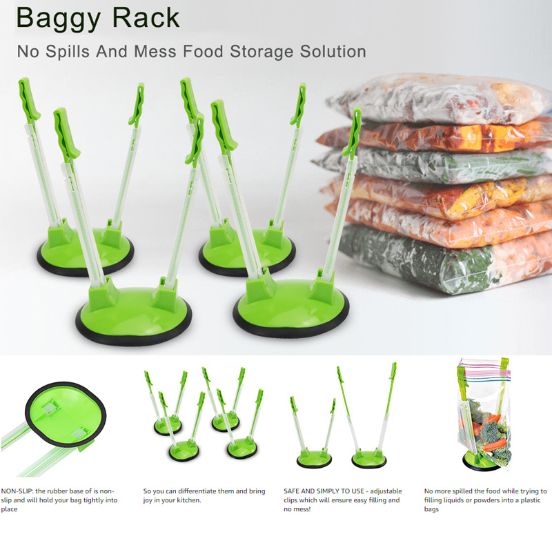 1pc Hands-free Bag Holder Clip With Stand For Plastic Freezer
