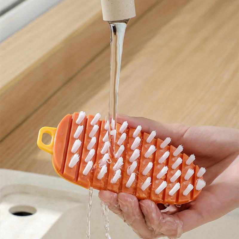 1pc Carrot Shaped Vegetable Cleaning Brush, Multifunctional Flexible Brush  For Cleaning Kitchen Vegetable And Fruits, Hanging Design Cleaning Tool