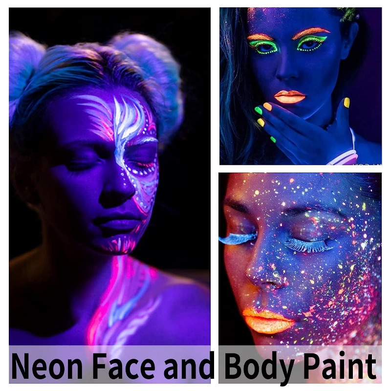UV Glow Blacklight Face and Body Paint 0.34oz - Set of 6 Tubes