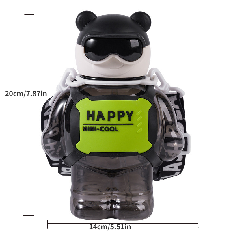 800ml Bear Water Bottle With Straw Portable Plastic Travel Drinking Water  Cup