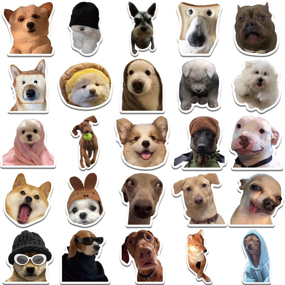 50 PCS Cartoon Stickers Dog Cute Different Style Dogs Sticker