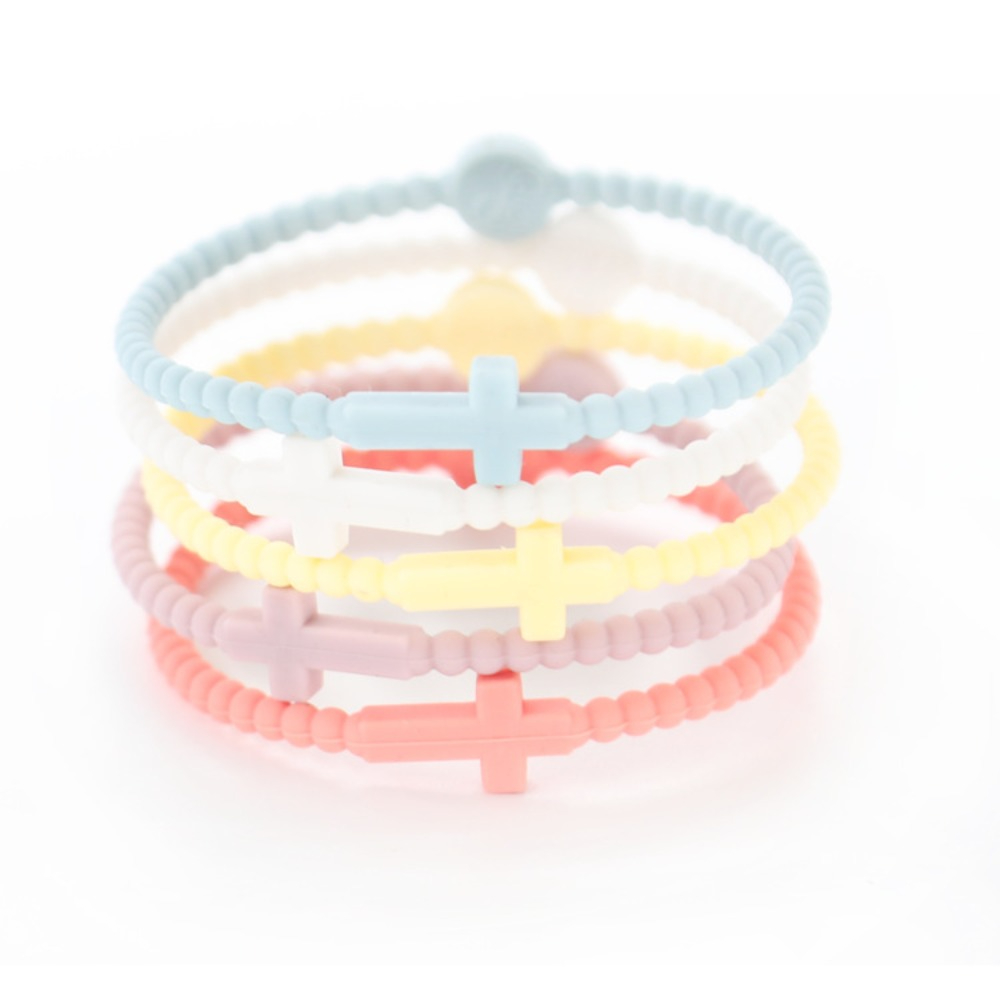 Heart Elastic Beaded Bracelet Set Candy Color Stackable Hand