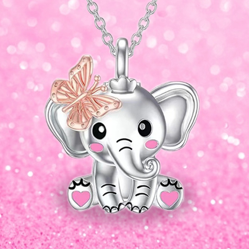 Pink hot sale elephant necklace