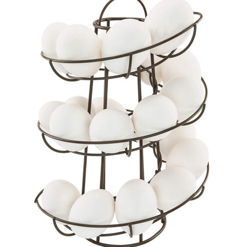 Egg Skelter Spiraling Dispenser Rack Large Capacity - Egg Storage Organizer  Display Holder Basket for Countertop Kitchen,Silver