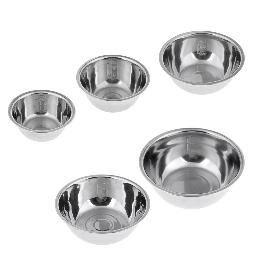 5pcs Non-Slip Stainless Steel Mixing Bowls Set - Perfect for Kitchen Cooking  and Baking - Nesting Design for Easy Storage