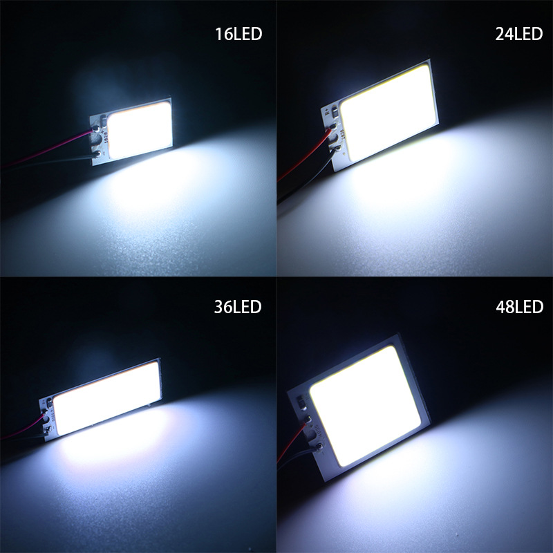 Car Interior Led Lights 18/24/48 Smd T10 12v Cob Panel Lamp - Temu