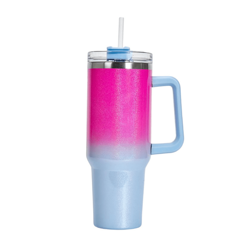 40 oz Tumbler with Handle, Rainbow Paint Insluated Tumbler with Lid and  Straw, Double Wall Vacuum