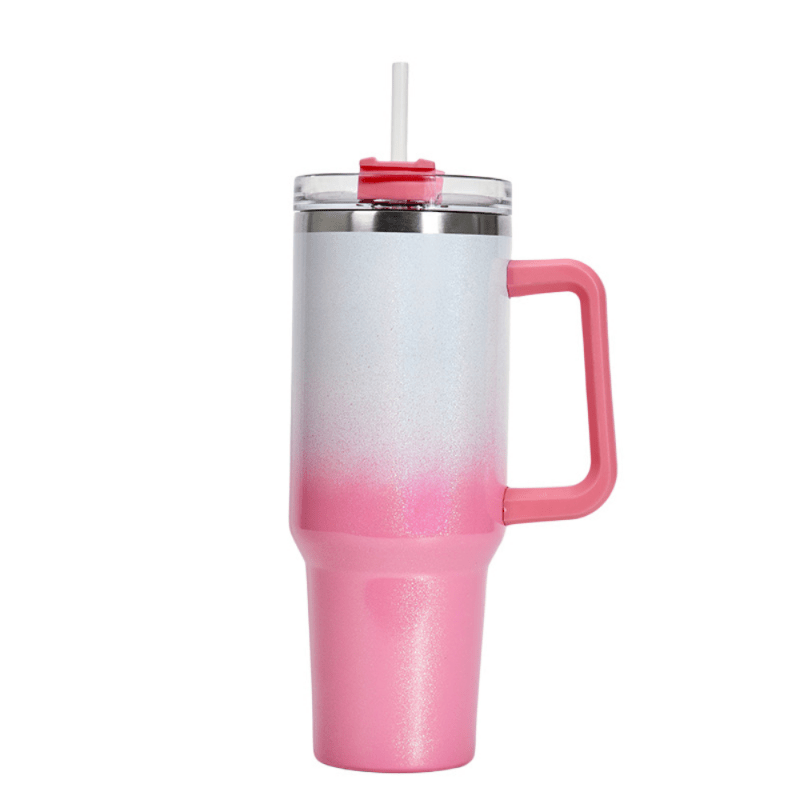 40 oz Tumbler with Handle, Rainbow Paint Insluated Tumbler with Lid and  Straw, Double Wall Vacuum