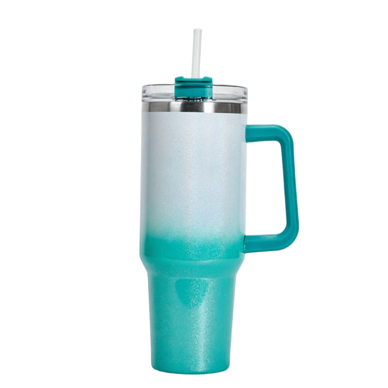 40 oz Tumbler with Handle, Rainbow Paint Insluated Tumbler with Lid and  Straw, Double Wall Vacuum