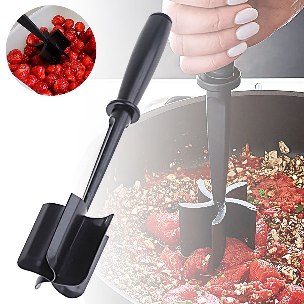1 Pack Meat Chopper for Ground Beef, Meat Masher and Smasher for Hamburger, Potatoes and More, 5 Curved Blade, Heat Resistant Mix and Chop Kitchen