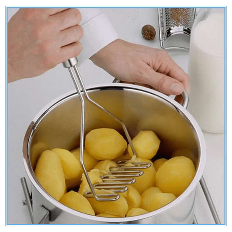 Potato Masher Stainless Steel, Masher Kitchen Tool, Potato Masher Hand for Making Mashed Potatoes, Vegetables and Fruits, Silver
