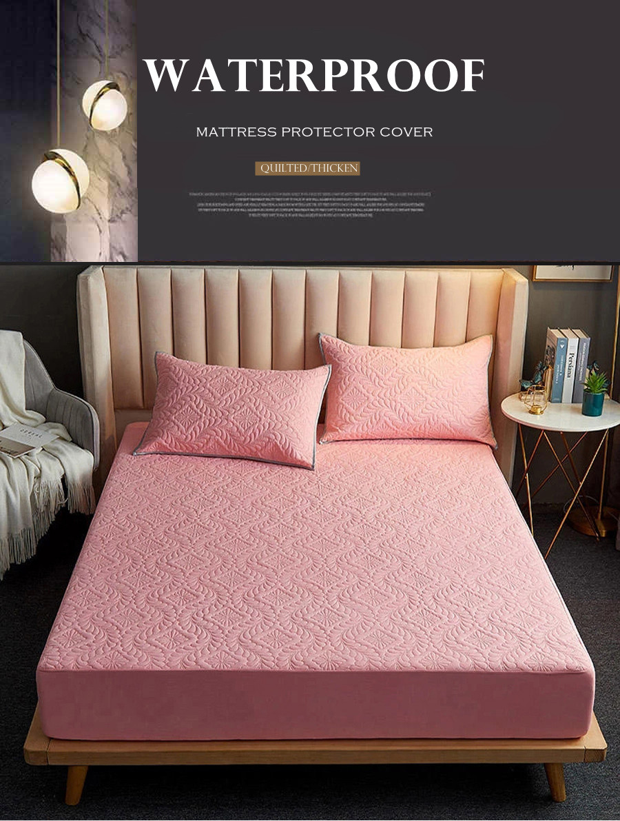 Protector de colchón impermeable acolchado de Color sólido, Sábana bajera  elástica de 200x200, funda para colchón, almohadilla suave gruesa para cama  del hogar