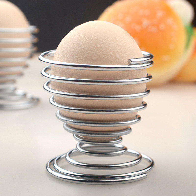 1pc Stainless Steel Boiled Egg Cup Holder Spring Egg Holder