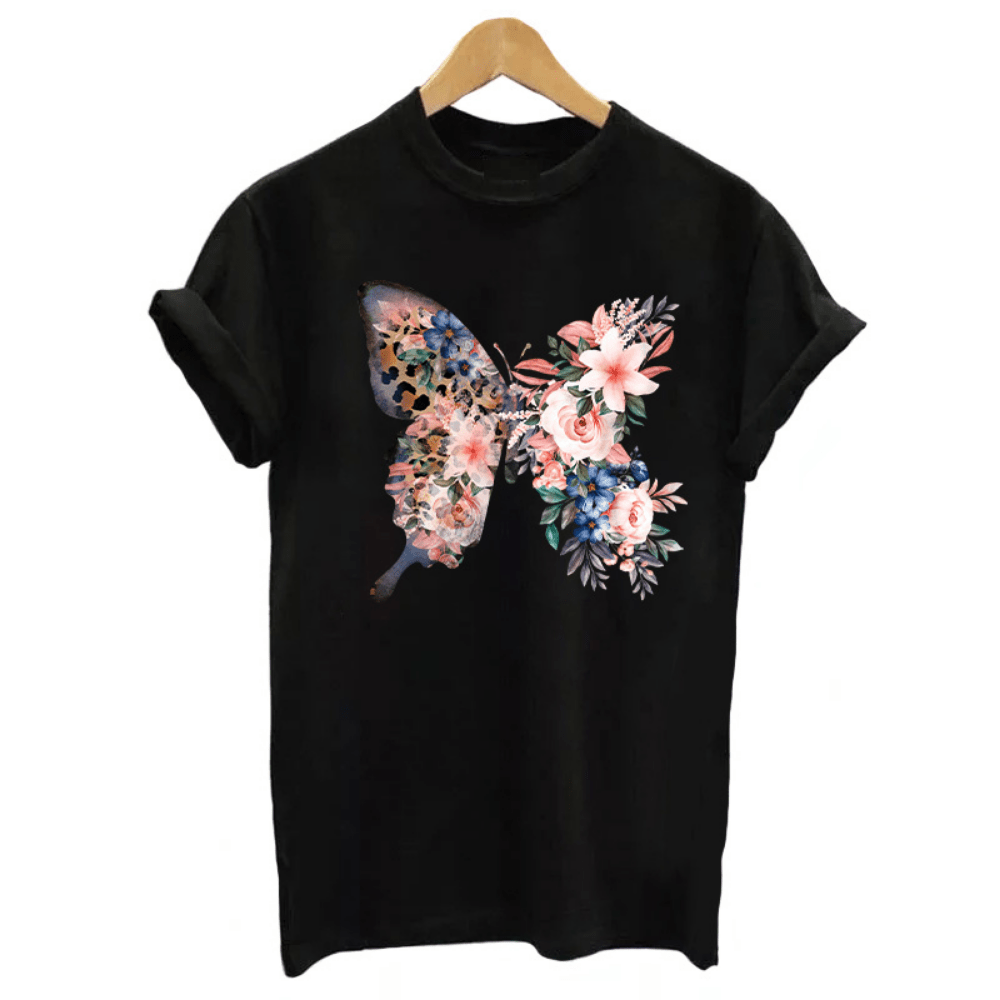 1/2pcs Butterfly Flower Patch For Clothing DIY T-Shirt Fashion Iron On  Transfer Sticker For Clothes Thermal Sticker Applique Decal