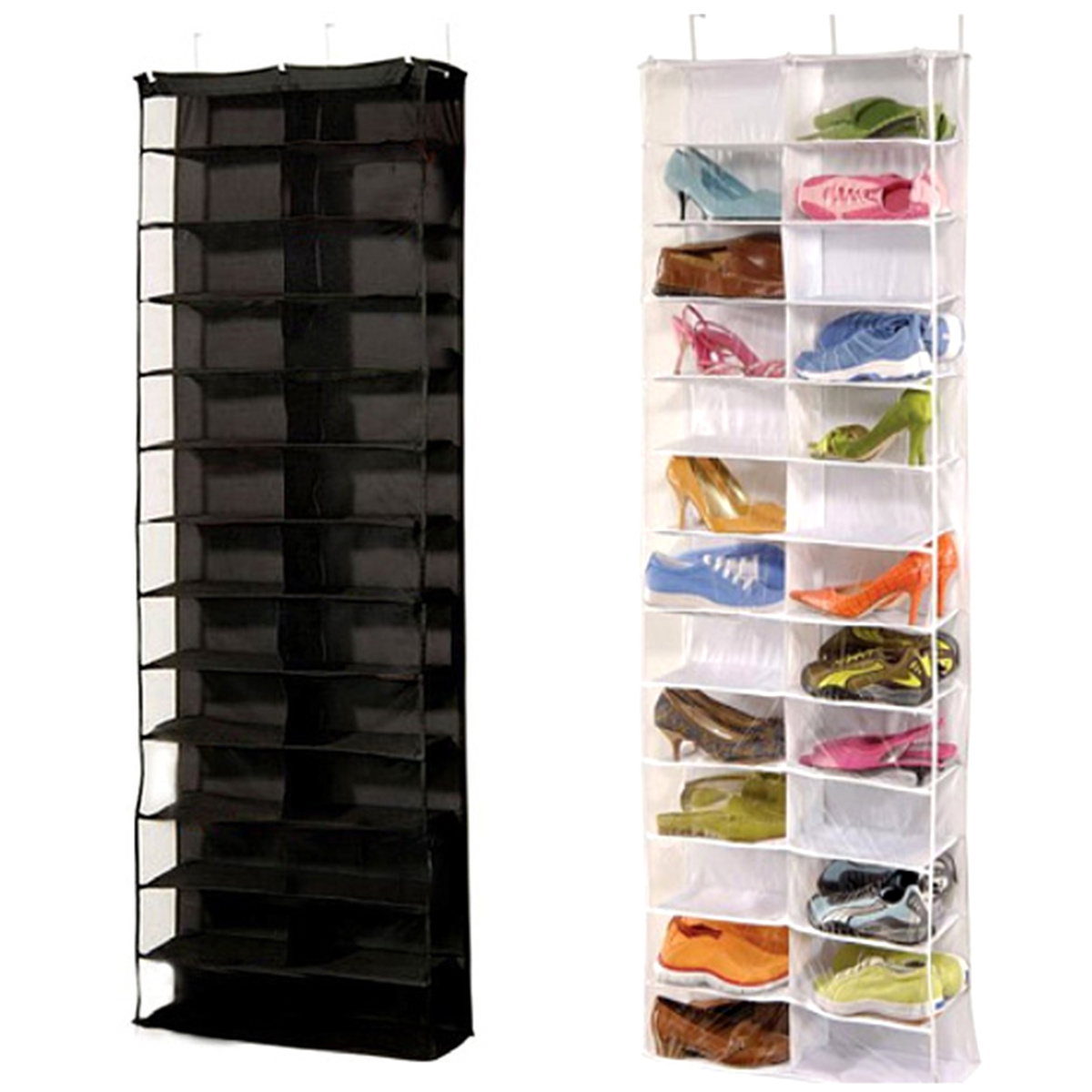 24 Pockets Simple Houseware Clear Over The Door Hanging Shoe - Temu