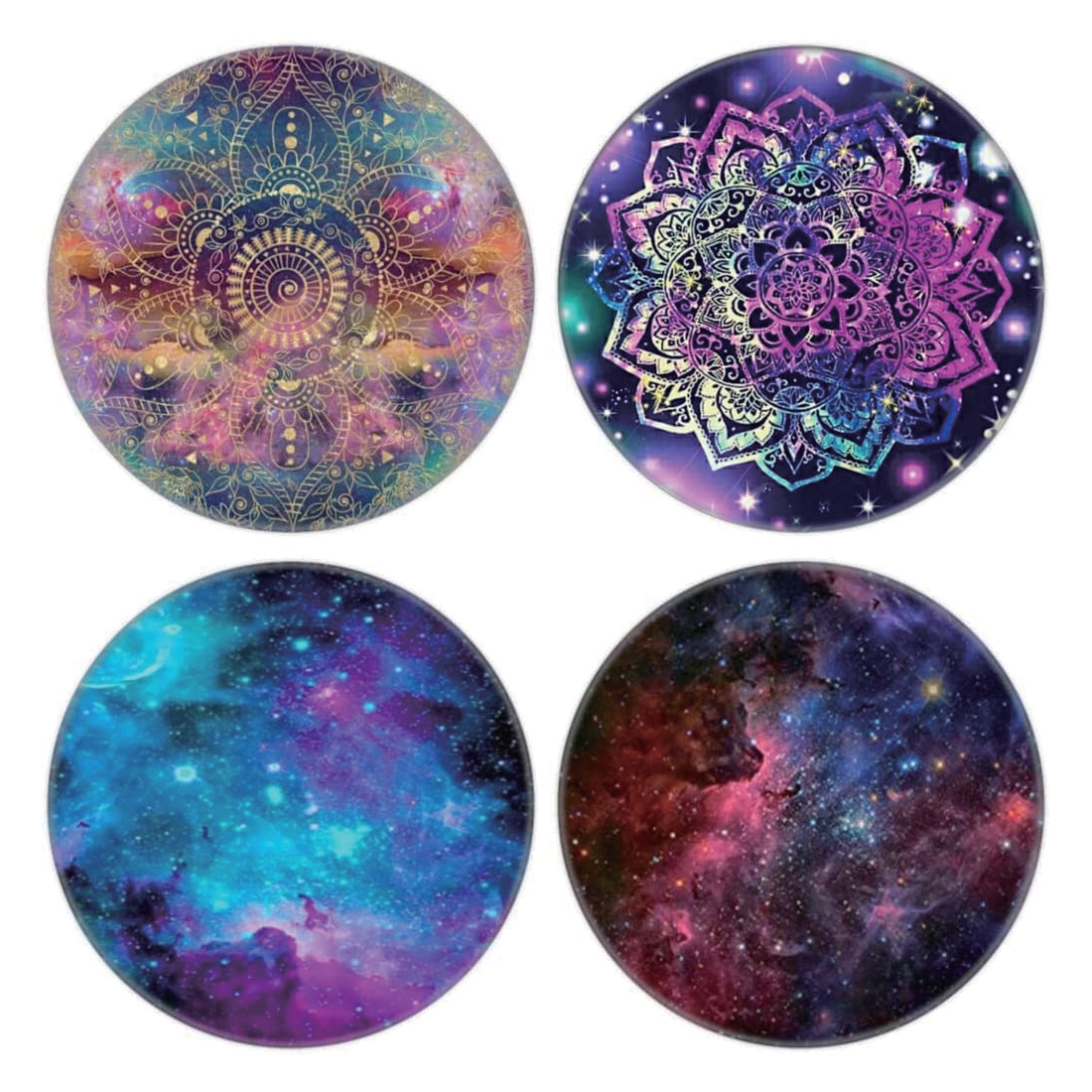 4 Pack Phone Crip,cell Phone Finger Holder Stand For Smartphone And Tablet Galaxy Mandala Nebula Flower