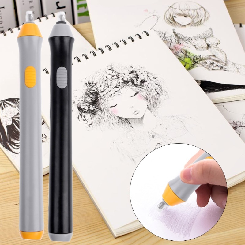 Electric Eraser Kit,Automatic Drawing Battery Operated Eraser with 10  Eraser Refills for Drawing, Painting, Sketching, Drafting, Architectural  Plans()