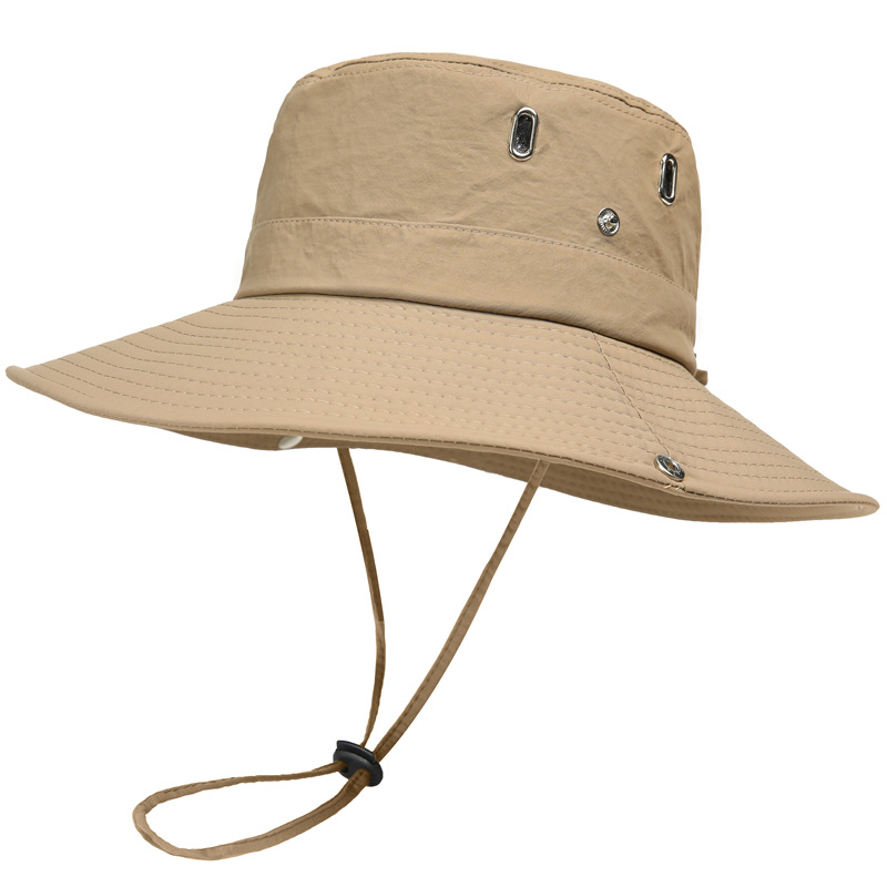 Outdoor Men's Breathable Bucket Hats Solid Color Sun Hats for Summer Fishing Hiking Traveling,Breathable, Quick Dry,Temu