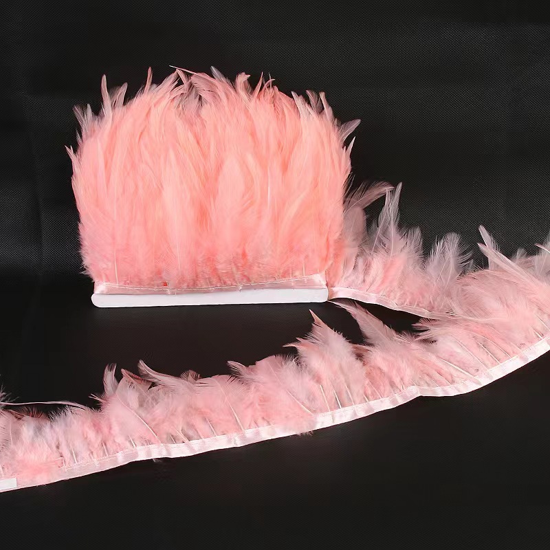 1Meter Ostrich Feathers Trim Ribbon Fringe Plumes For Clothing Dress Sewing  Trimmings Handicraft Accessories 8-10Cm Dark Pink feathers 1meters