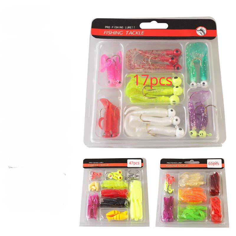 40pcs/lot Soft Lure Kit Soft Fishing Lure 1.97inch 0.7g Jig Head Hook  1.26inch 0.12oz Fishing Hooks With Fishing Tackle Box Pesca