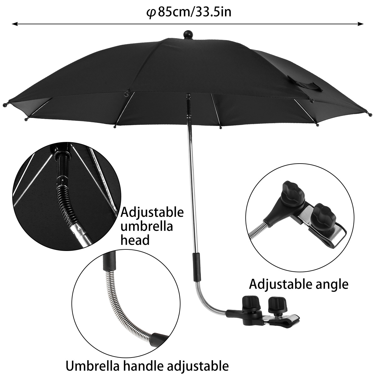 1pc 360 Uv Protection Baby Stroller Umbrella With Adjustable Clamp Perfect  For Bike Wheelchair And Beach Chair Use - Sports & Outdoors - Temu  Switzerland