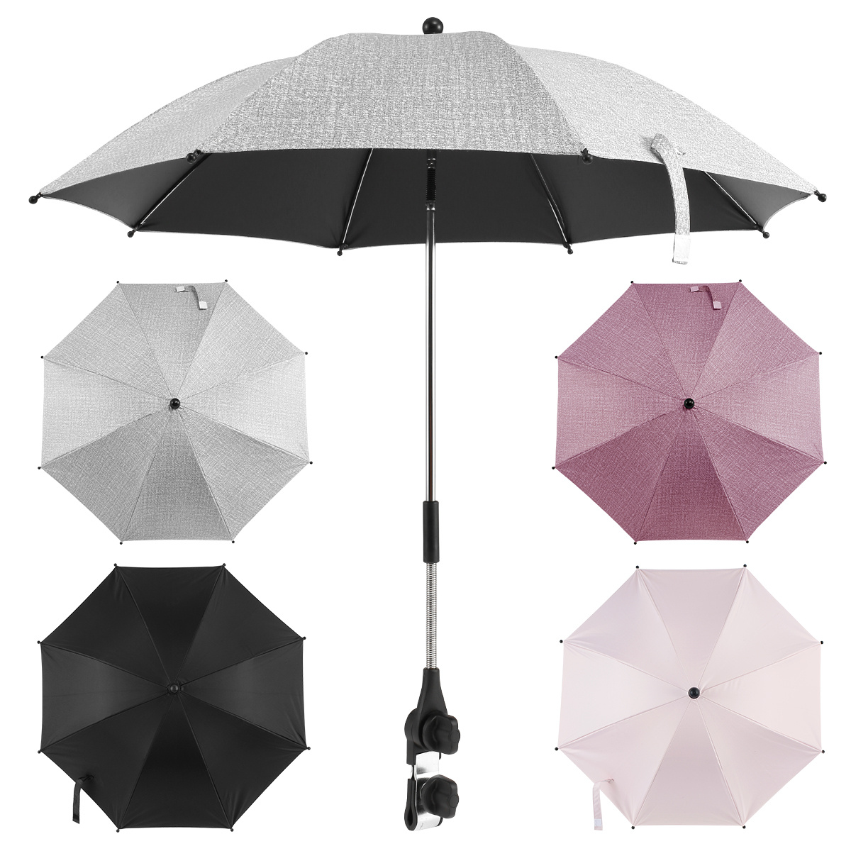 1pc Parapluie De Poussette Pour Bébé, Protection UV À 360°, Parapluie Pour  Landau Avec Pince Réglable, Parapluie Pour Vélo, Fauteuil Roulant Et Chaise  De Plage - Temu Belgium