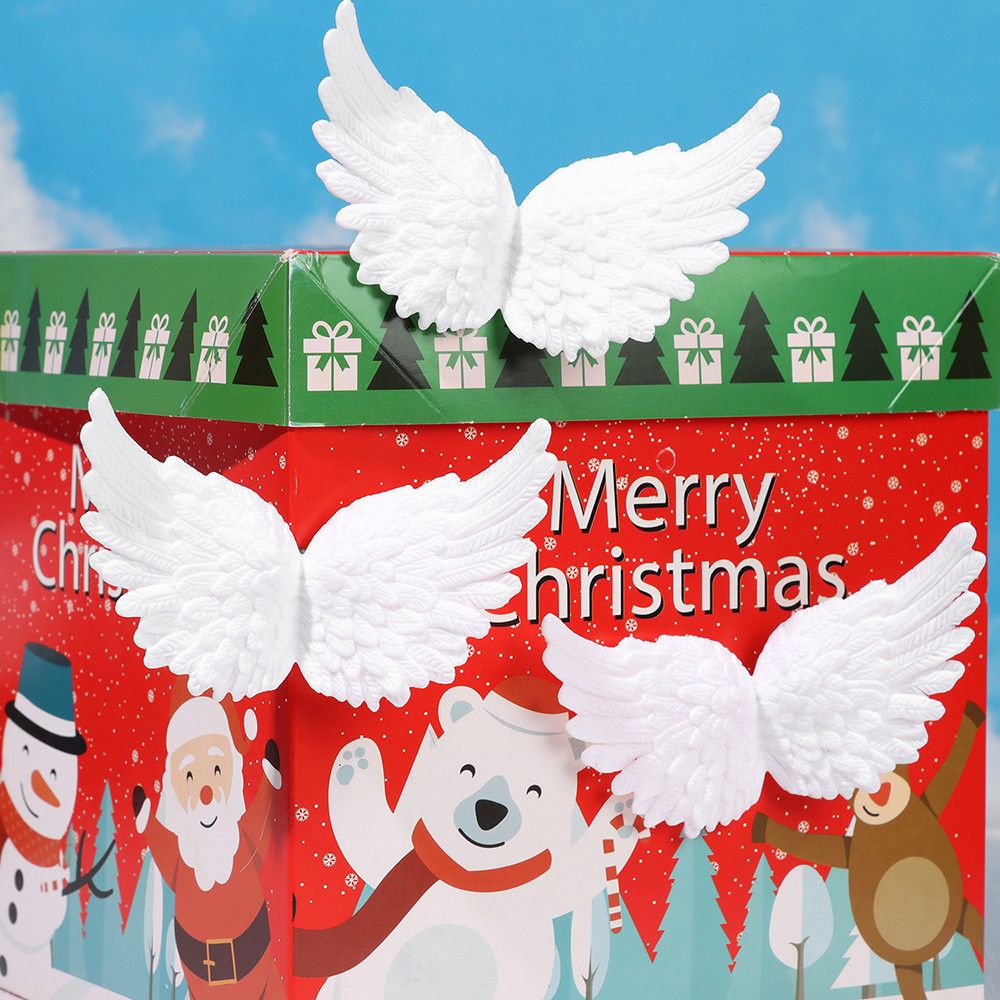  Alas de ángel de plástico 3D para manualidades, adornos de  árbol de Navidad, plumas blancas, disfraz de mini alas para manualidades,  accesorios de decoración de fiesta de Navidad (18 piezas, 3.3