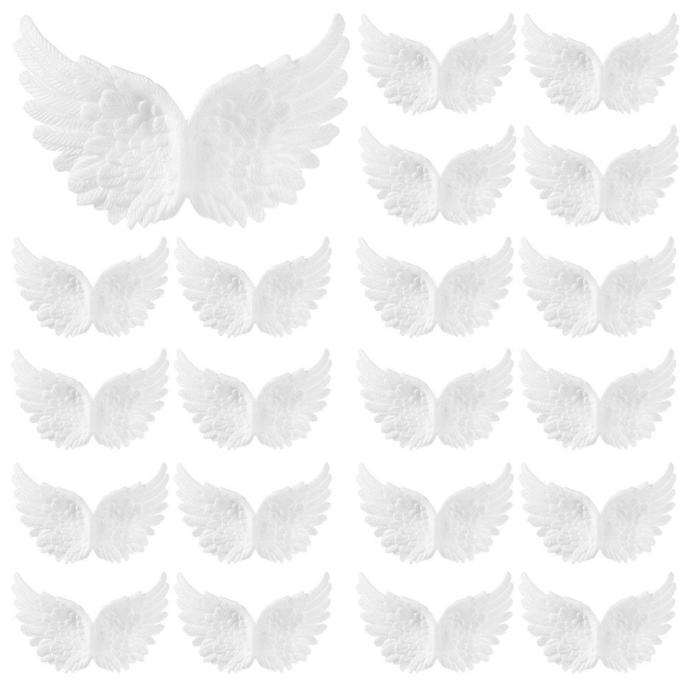  Alas de ángel de plástico 3D para manualidades, adornos de  árbol de Navidad, plumas blancas, disfraz de mini alas para manualidades,  accesorios de decoración de fiesta de Navidad (18 piezas, 3.3