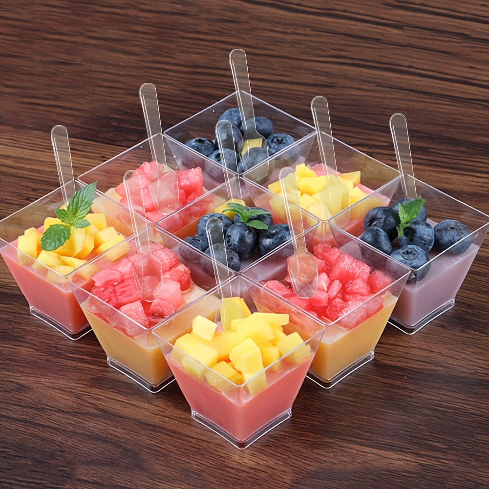 Mini Dessert Cups With Spoons Plastic Parfait Appetizer Cup - Temu