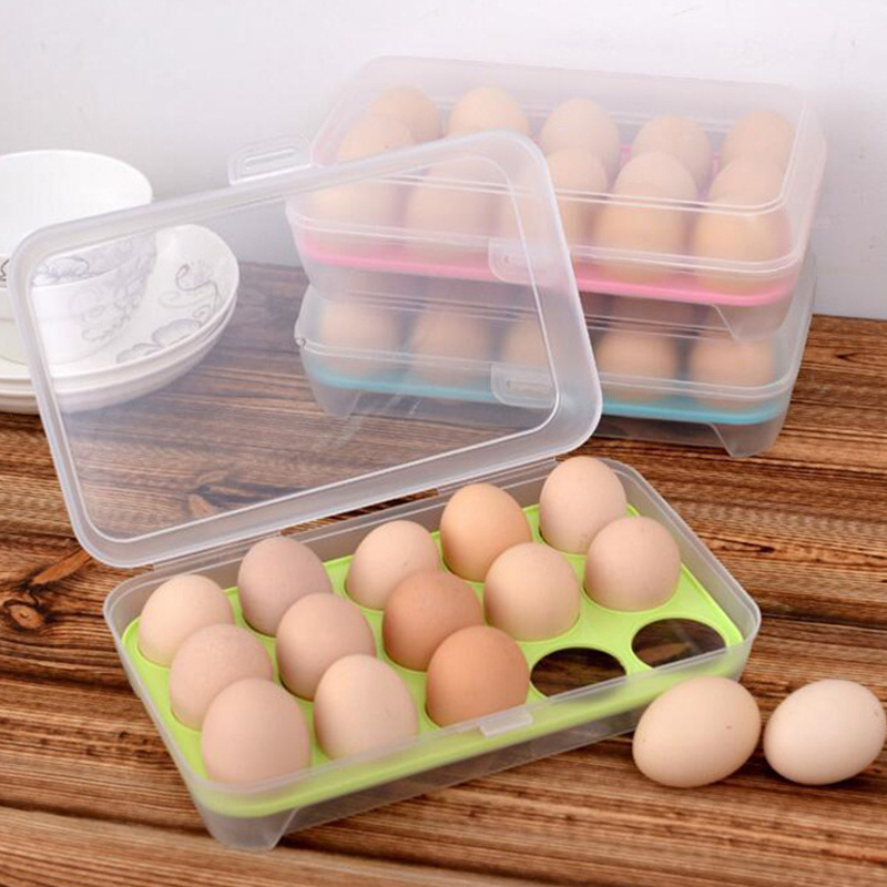 1pc Single Layer Egg Holder With Cover For Refrigerator, 18 Grids Thickened  Shock Resistant Plastic Tray For Duck Eggs