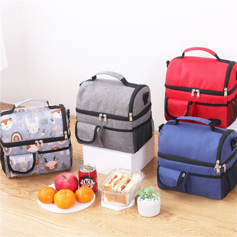 Double-layer Lunch Bag, Crossbody Large Capacity Insulated Bag, Ice Pack  Outdoor Picnic Bag, Waterproof Bag, Lunch Box Bag, Insulated Lunch  Container Camping Picnic Bag For Teenagers And Workers At School,  Classroom, Canteen