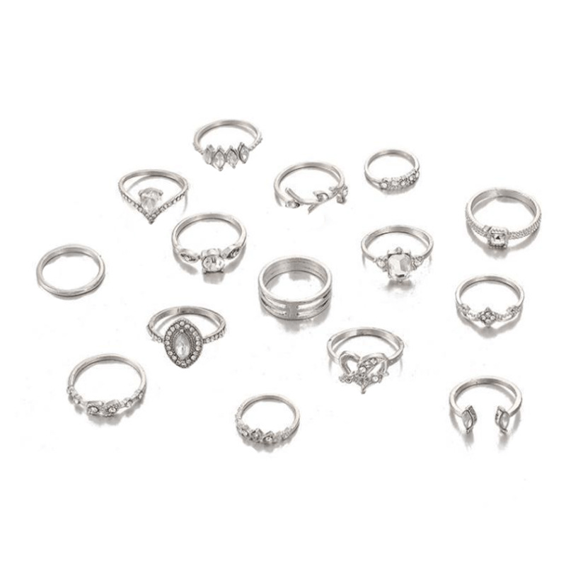 Boho Style Stacking Rings - Heart Vine Shapes Mix And Match Dainty Party Acc