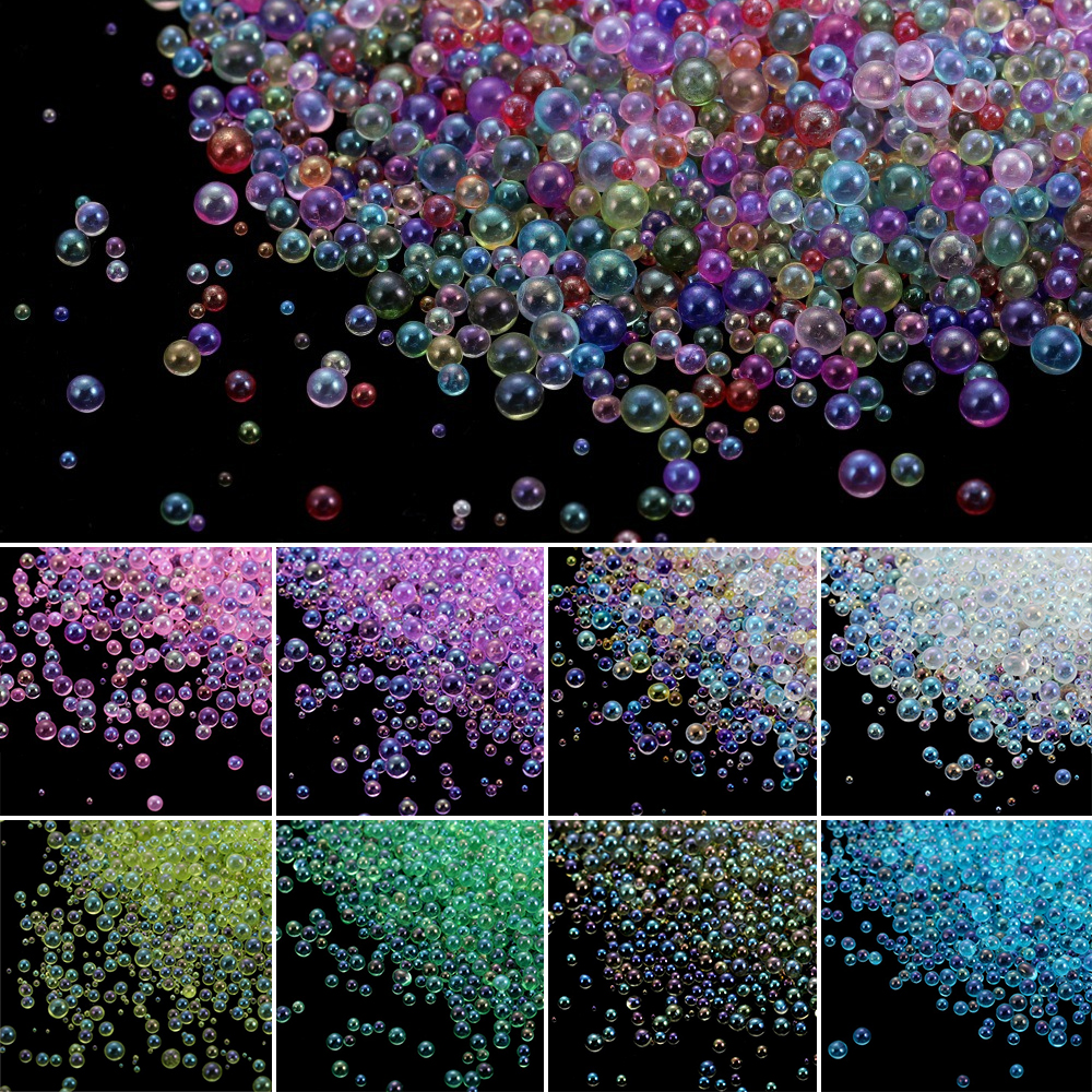 Mini Bubble Tiny Glass Beads Transparent Colorful Resin - Temu