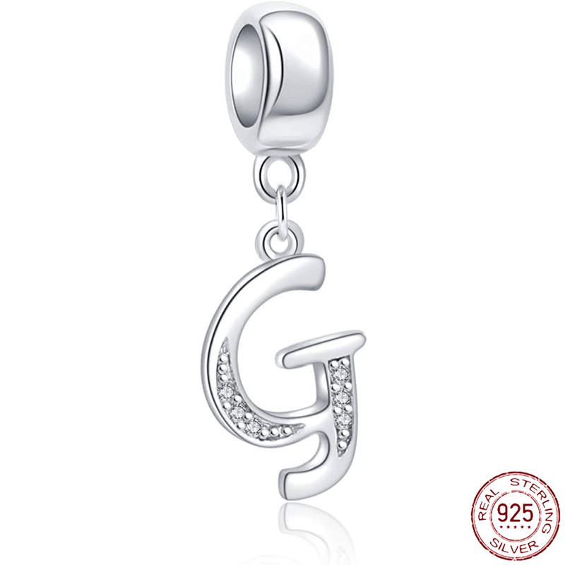 925 Sterling Silver Letter Beaded Capital Letter A z Pendant - Temu