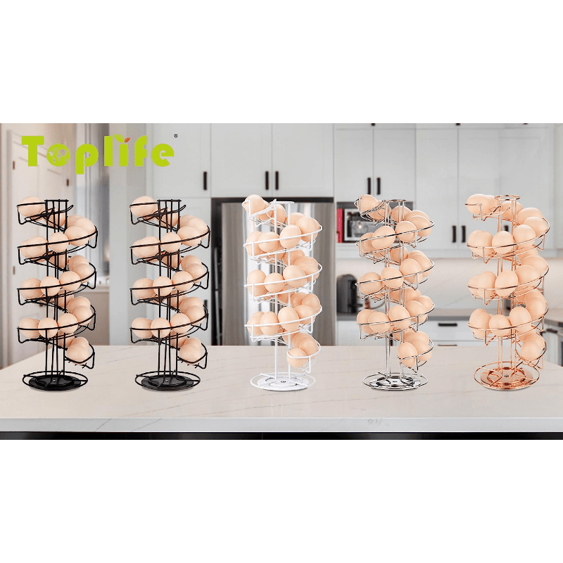 1pc Spiral Design Metal Egg Skelter Dispenser Rack, Storage Display Rack