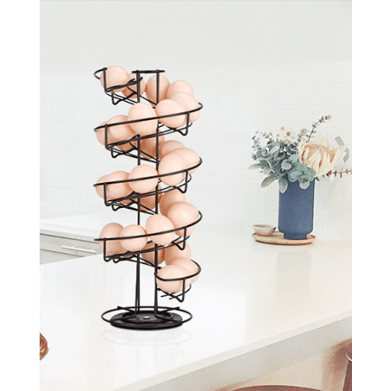 1pc Spiral / Chicken Shaped Egg Dispenser Rack, Metal Storage Display Rack,  Upgraded Sturdy Base Egg Basket, Egg Holder, Drying Rack, Kitchen Supplies