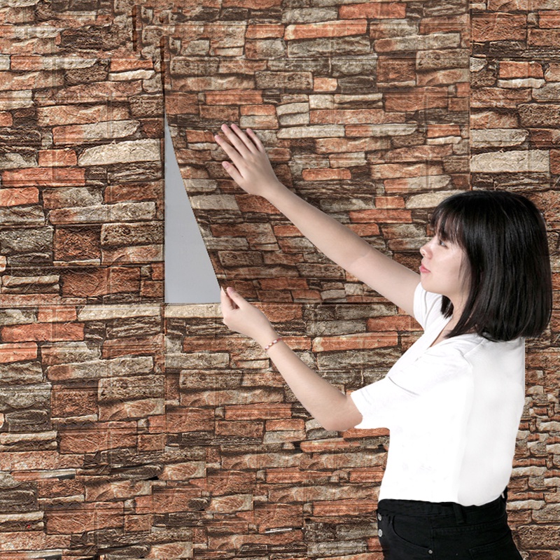10pcs 3D Wallpapers Waterproof Bedroom Panels Sticker Retro Decor