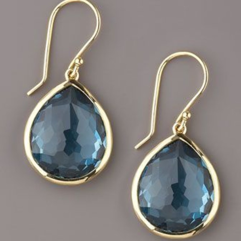 

Teardrop Shape Blue Natural Gemstone Decor Dangle Earrings Bohemian Elegant Style Jewelry Banquet Ornaments