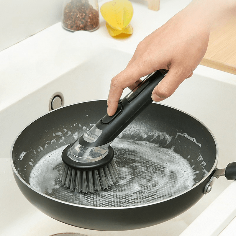 Pot Brush With Soap Dispenser Dish Brush Scrub Brush - Temu