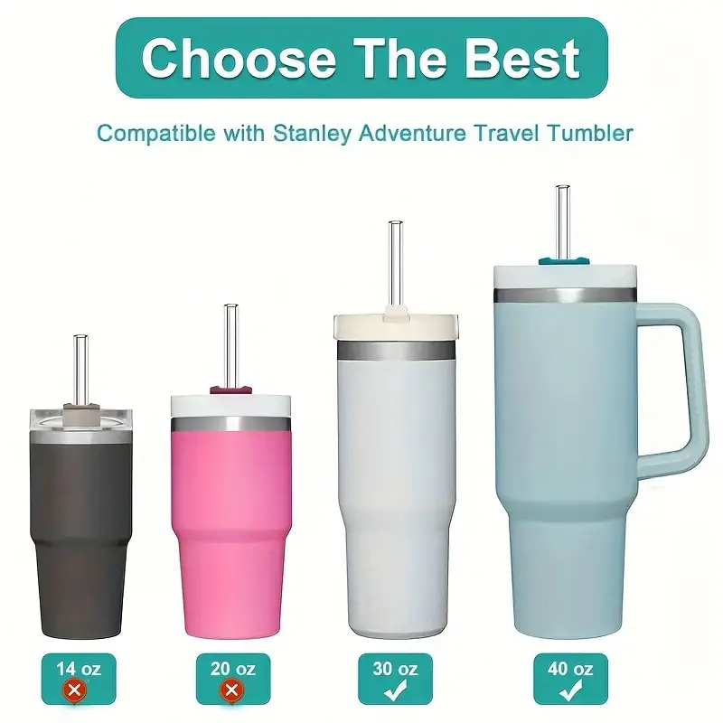 Reusable Straws With Cleaning Brush For Travel Tumbler, Tumbler Replacement  Straw Compatible With Stanley Cup, Silicone Clear Straw, Water Bottle  Accessories - Temu