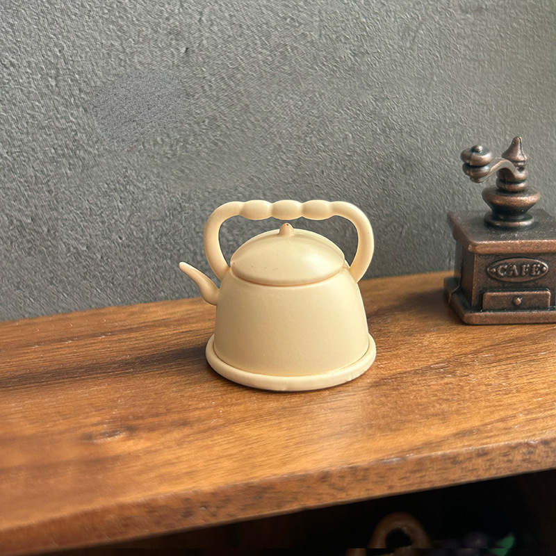 1:12 Dollhouse Miniature Retro Tea Kettle Pot Open Lid Model With