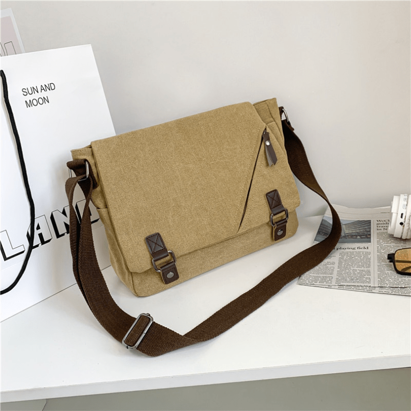 Vintage Canvas Satchel Messenger Bag for Men Women,Travel Shoulder bag  13.5 Laptop Bags Bookbag (Coffee)