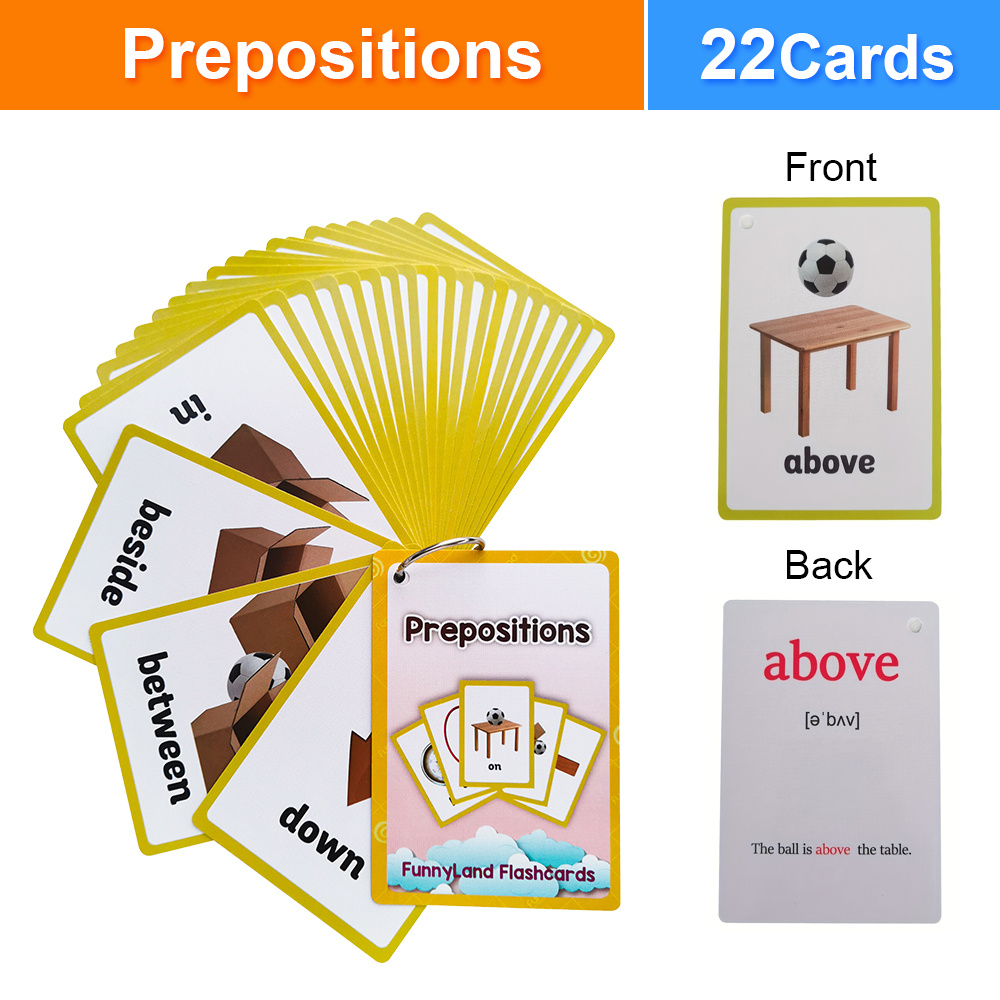 22 Carte Preposizioni Flash Cards Inglese Flashcard Pocket - Temu