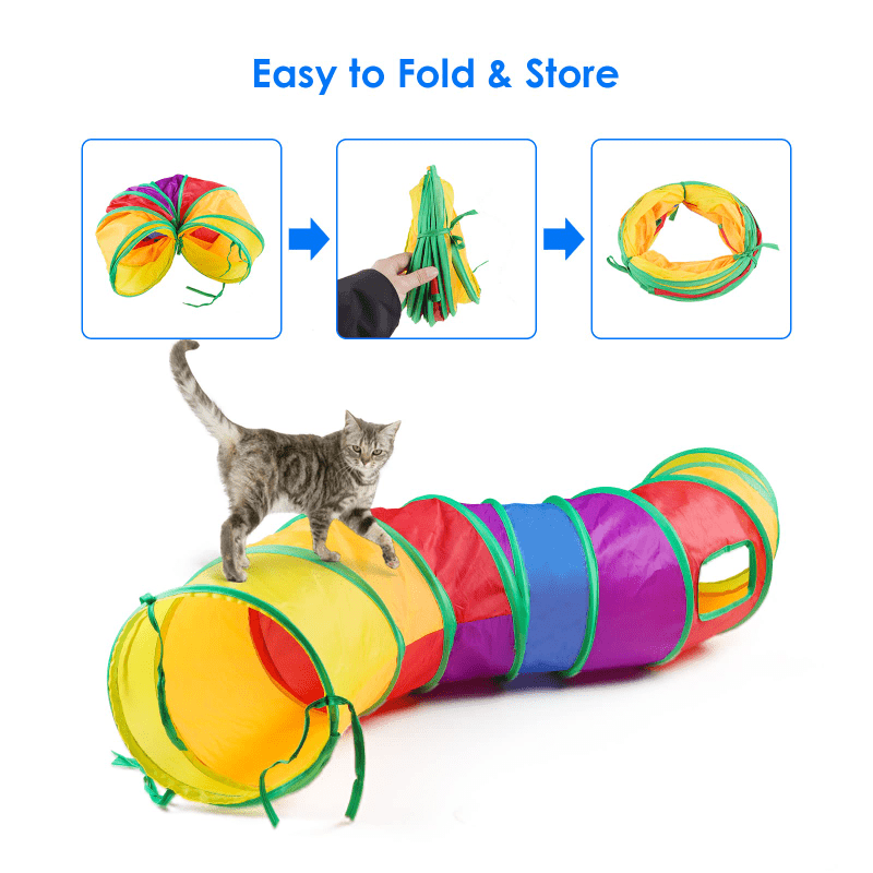 

Foldable S-shaped Cat Tunnel For Indoor Cats - Provides Endless Fun And Exercise For Kittens, Puppies, Bunnies, And Rabbits