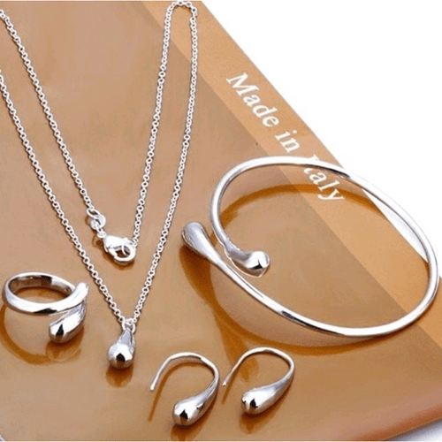 Trendy Water Droplet Pendant Necklace Earrings Banquet Wedding Anniversary Women's Jewelry Set Gift