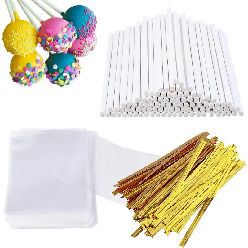 Lollipop Sticks And Wrappers Kit Cake Pop Sticks Candy Bags - Temu