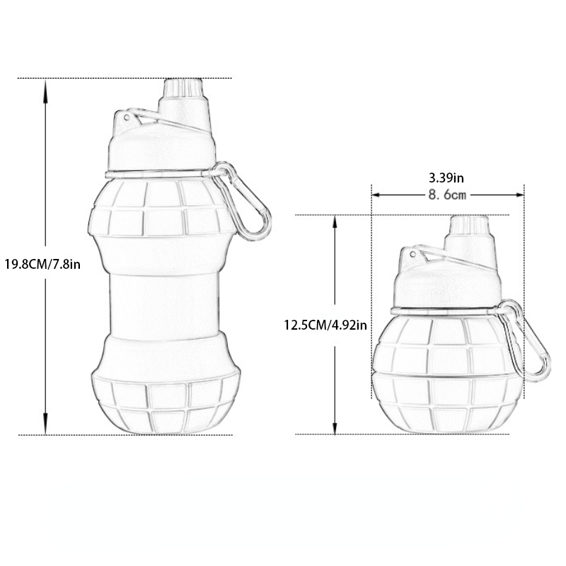 Creative Silicone Grenade Shape Outdoor Sports Silicone Water Bottle 550ml