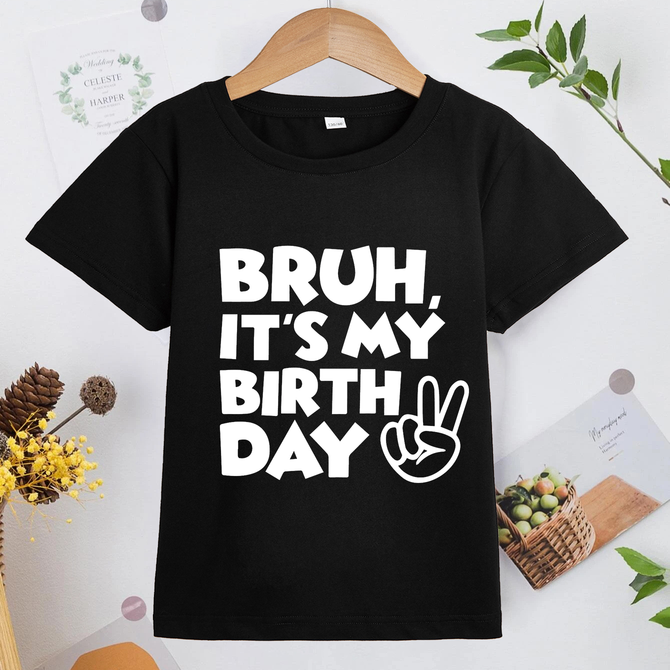 

bruh It's My Birthday" Letter Print Boys Creative Cotton T-shirt, Casual Lightweight Comfy Short Sleeve Tee Tops, Kids Clothings For Summer