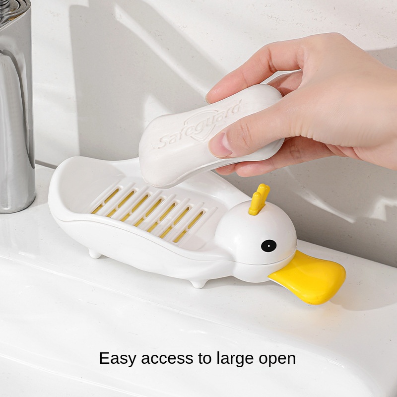 1pc Duck Shaped Soap Box With Drain For Home, Creative Soap Holder For Bathroom  Sink, Soap Dish Drainage Shelf