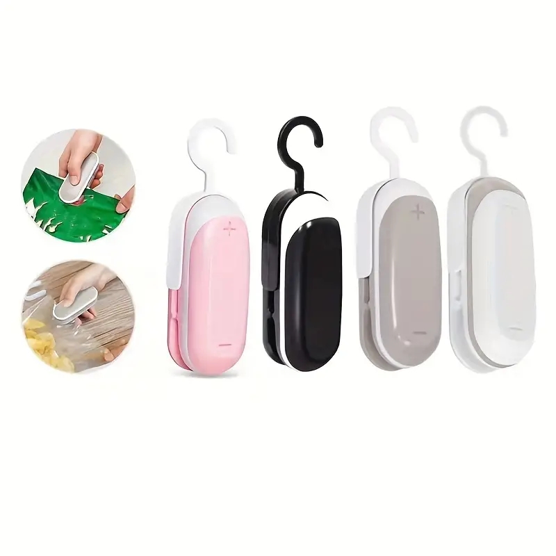 Mini sellador portátil de 2 uds., sellador de bolsas de plástico pequeño  para el hogar, sellador de calor eléctrico a presión manual para aperitivos  (rosa, blanco) TUNC Sencillez